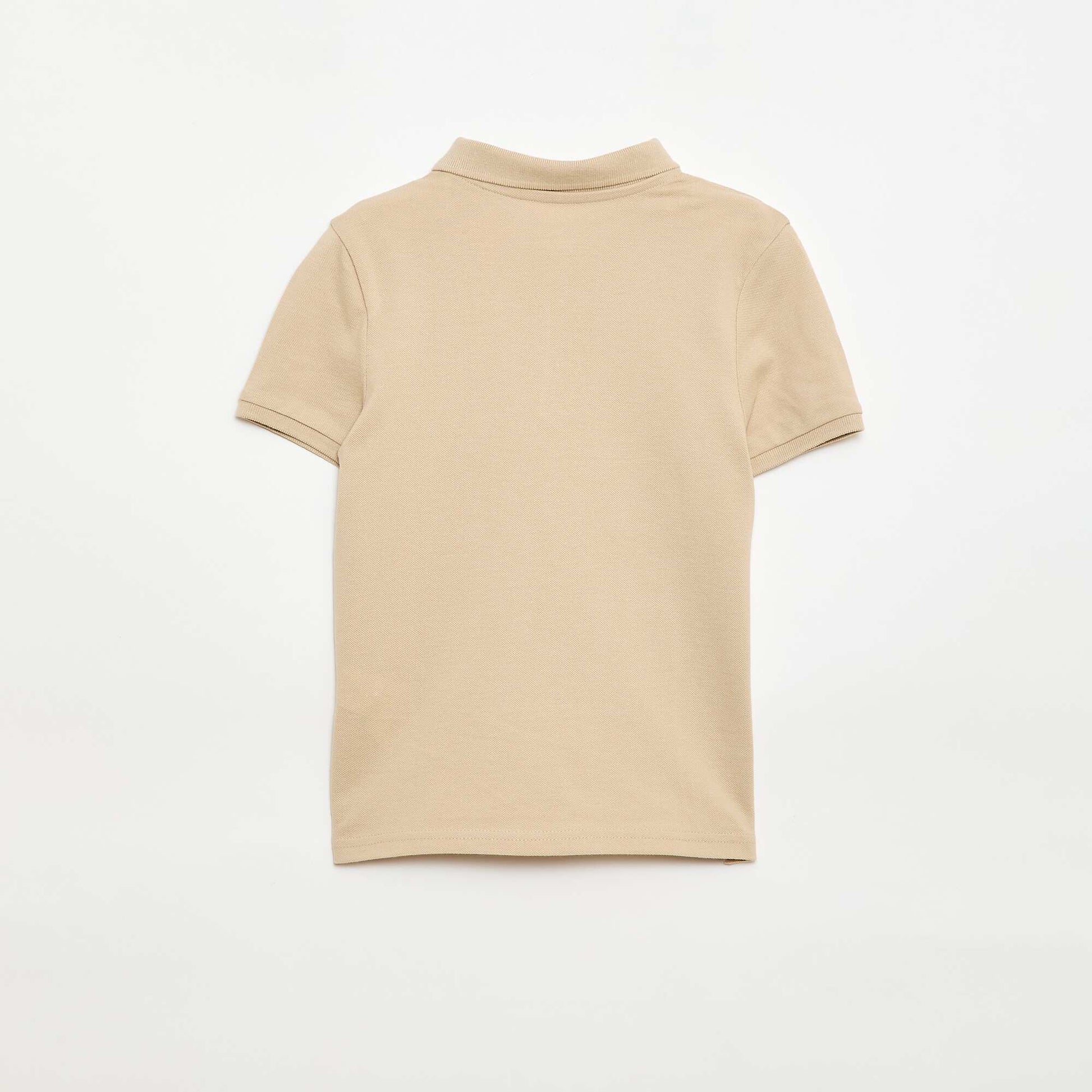 Polo uni en maille piquée BEIGE