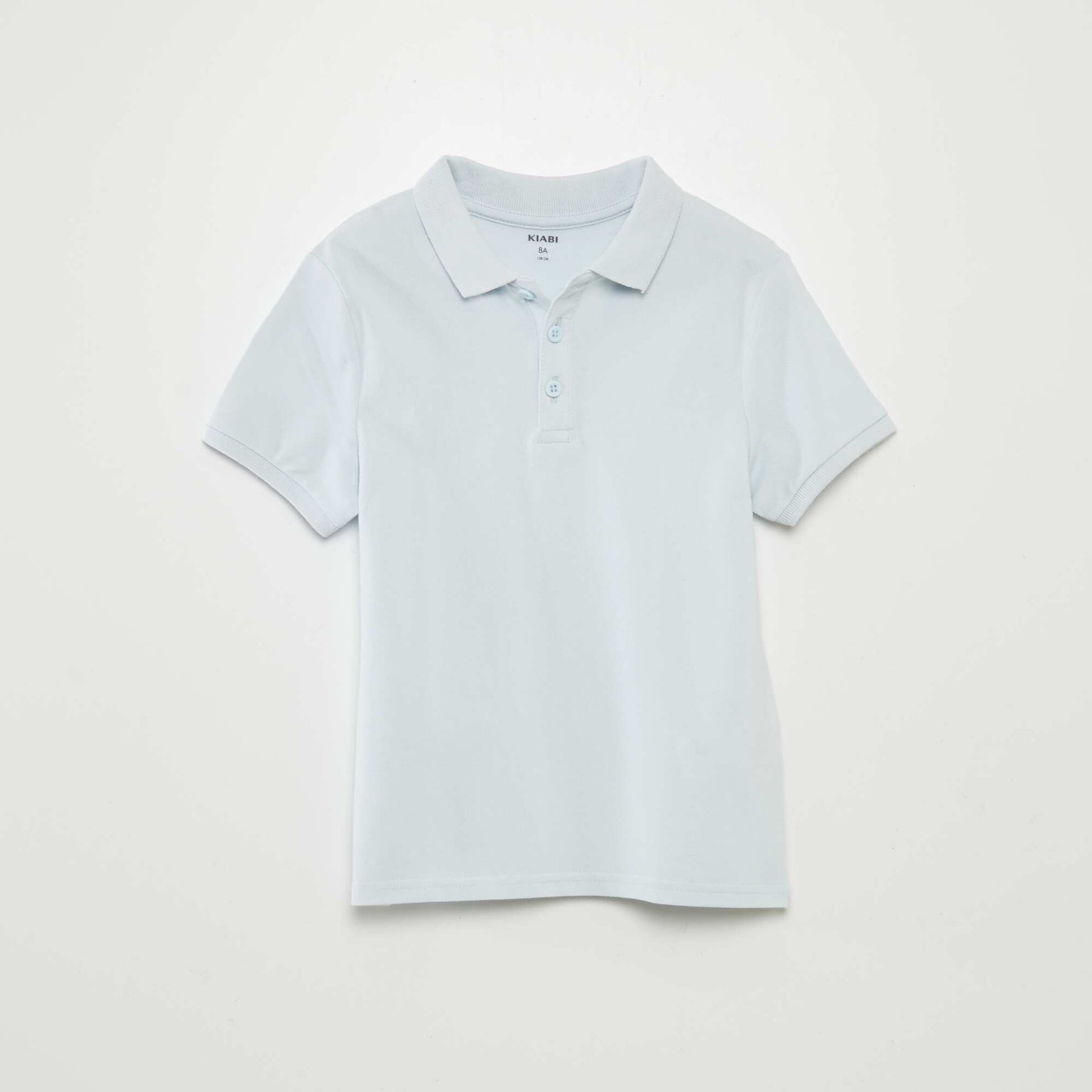 Polo uni en maille piquée Bleu ciel