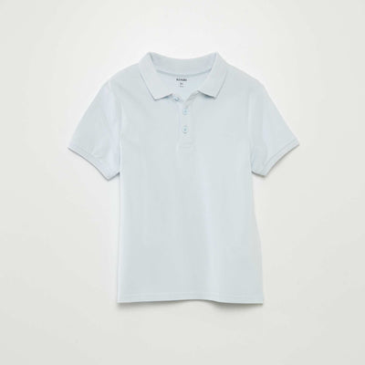 Polo uni en maille piquée Bleu ciel