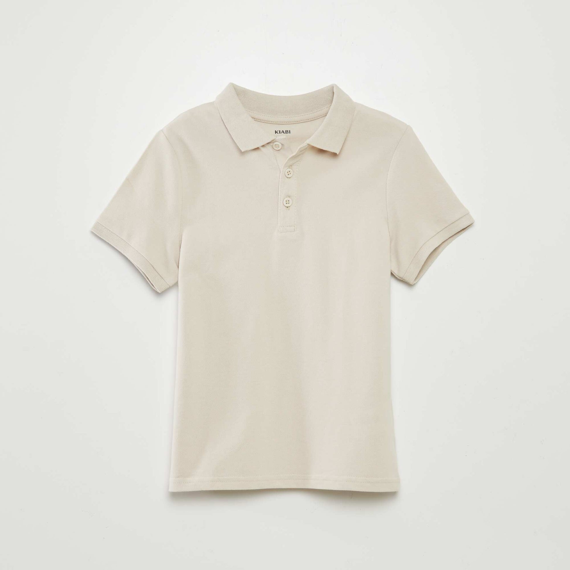 Polo uni en maille piquée Beige