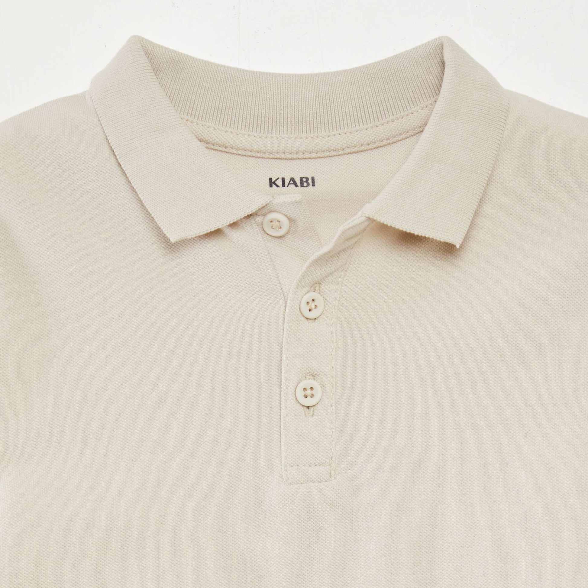 Polo uni en maille piquée Beige