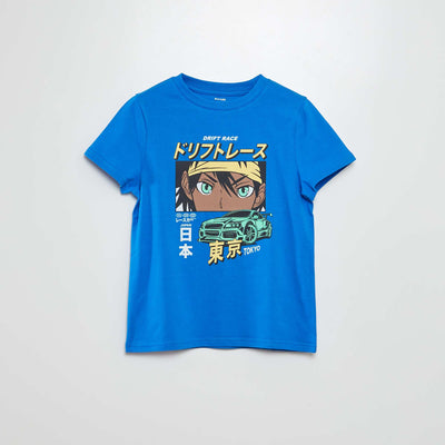 T-shirt imprimé fantaisie BLEU