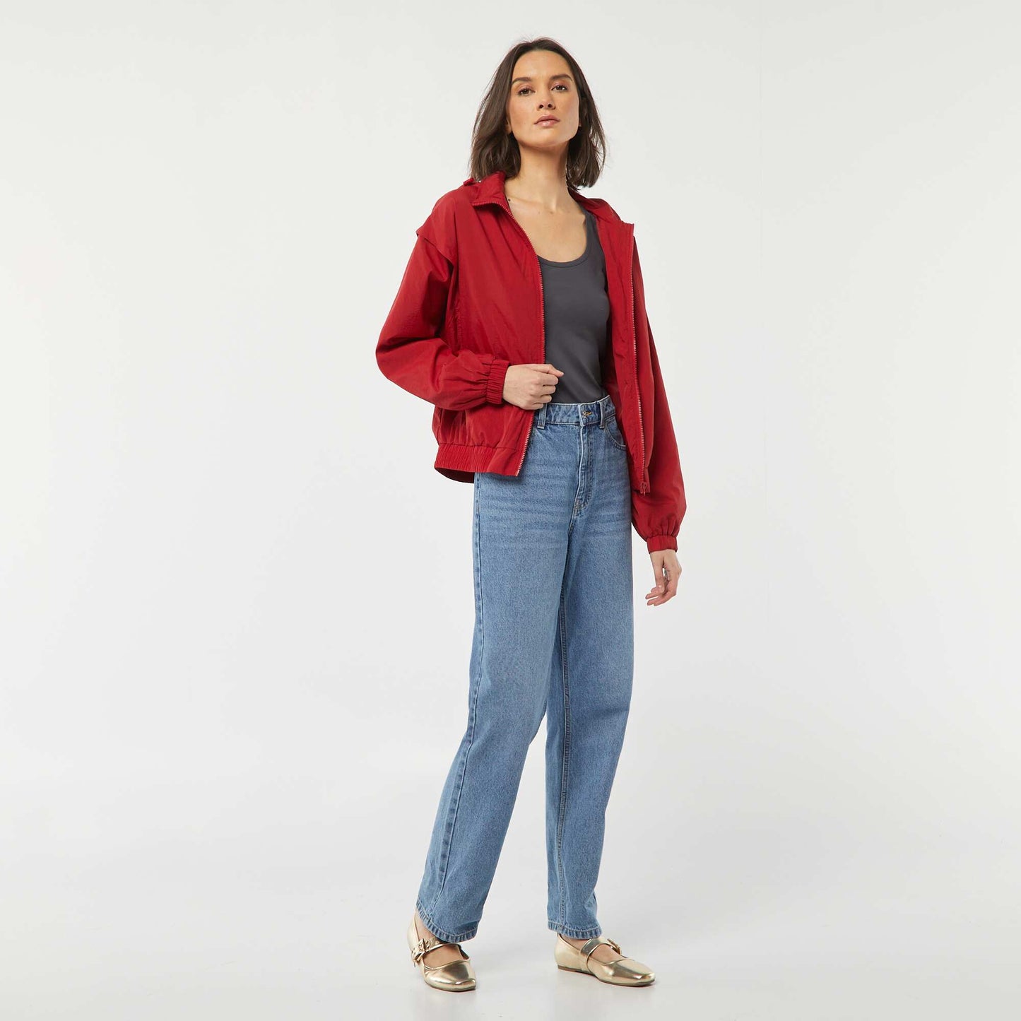 T-shirt à col rond dégagé BLEU