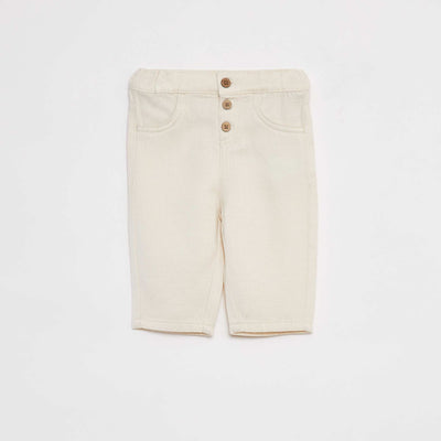 Pantalon coupe fit taille 3/4 BLANC