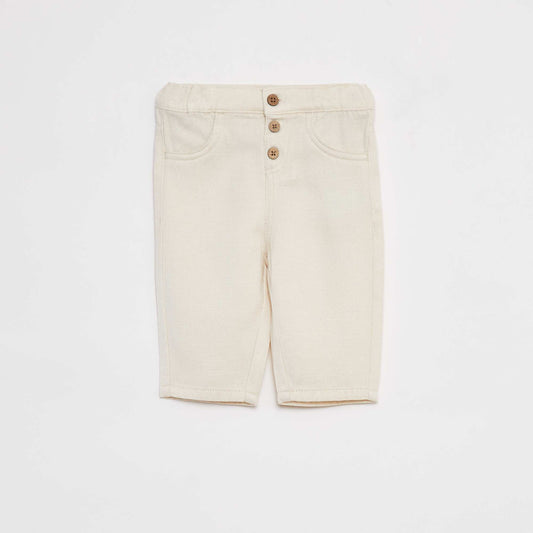 Pantalon coupe fit taille 3/4 BLANC