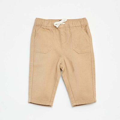 Pantalon en denim avec taille élastiquée BEIGE