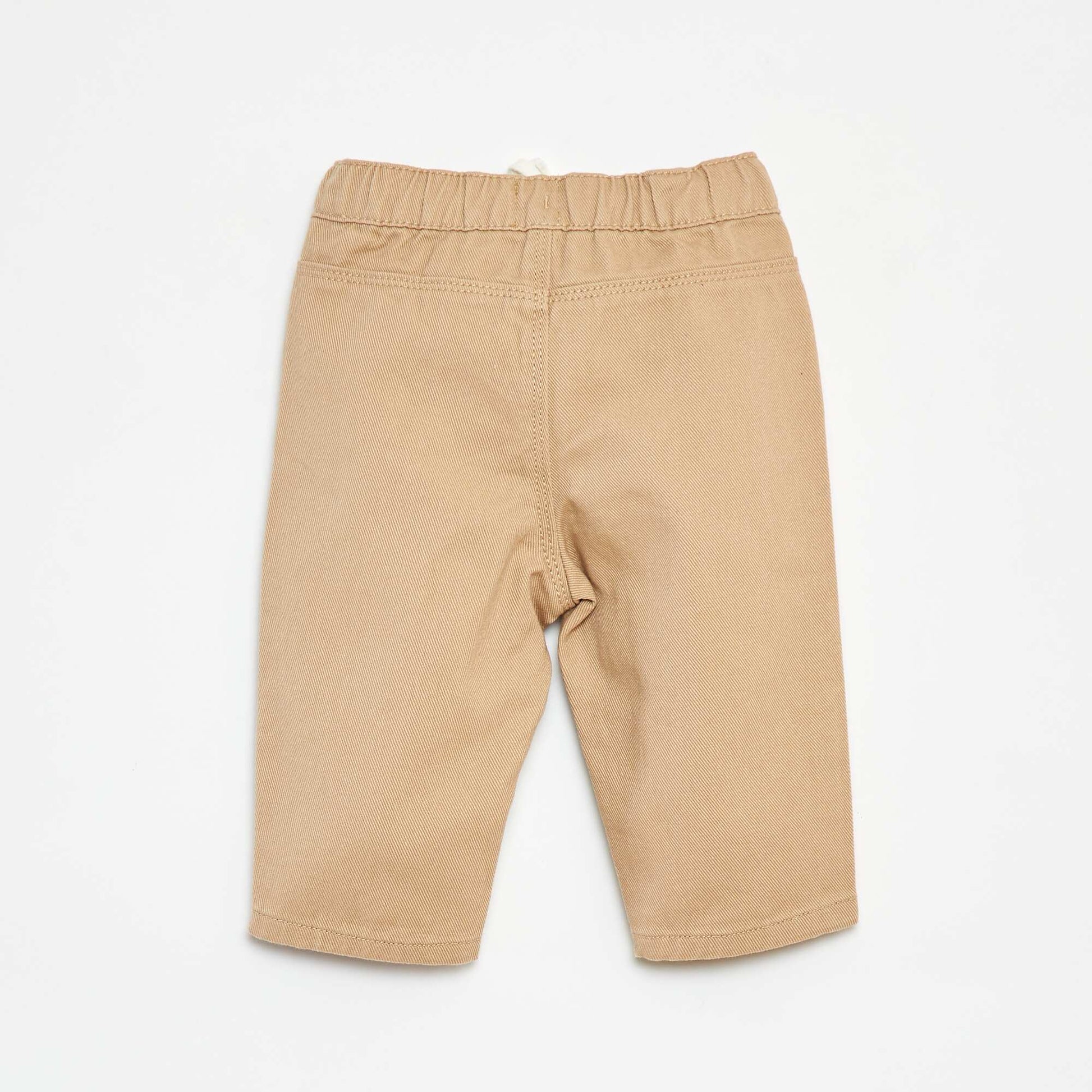 Pantalon en denim avec taille élastiquée BEIGE