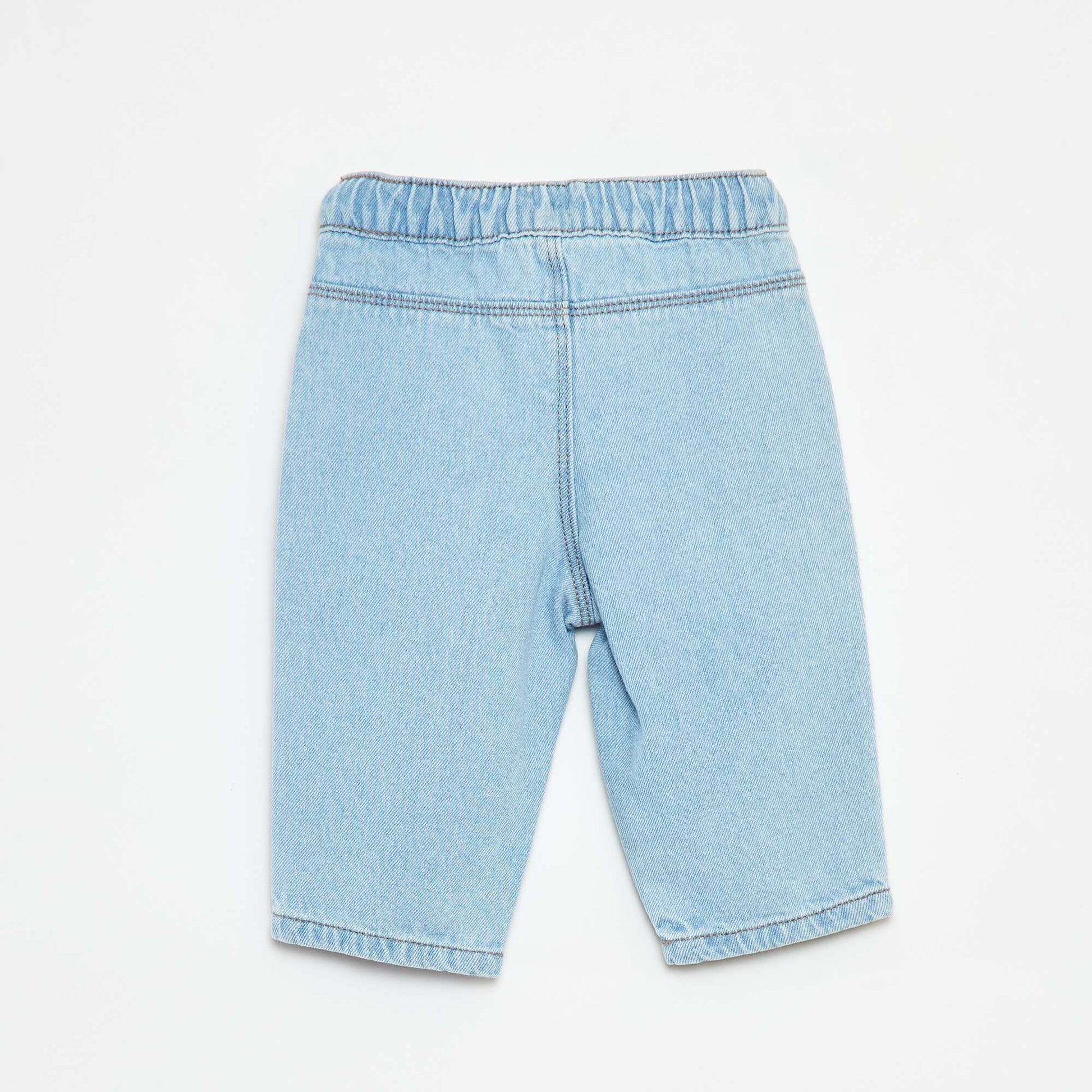 Pantalon en denim avec taille élastiquée BLEU