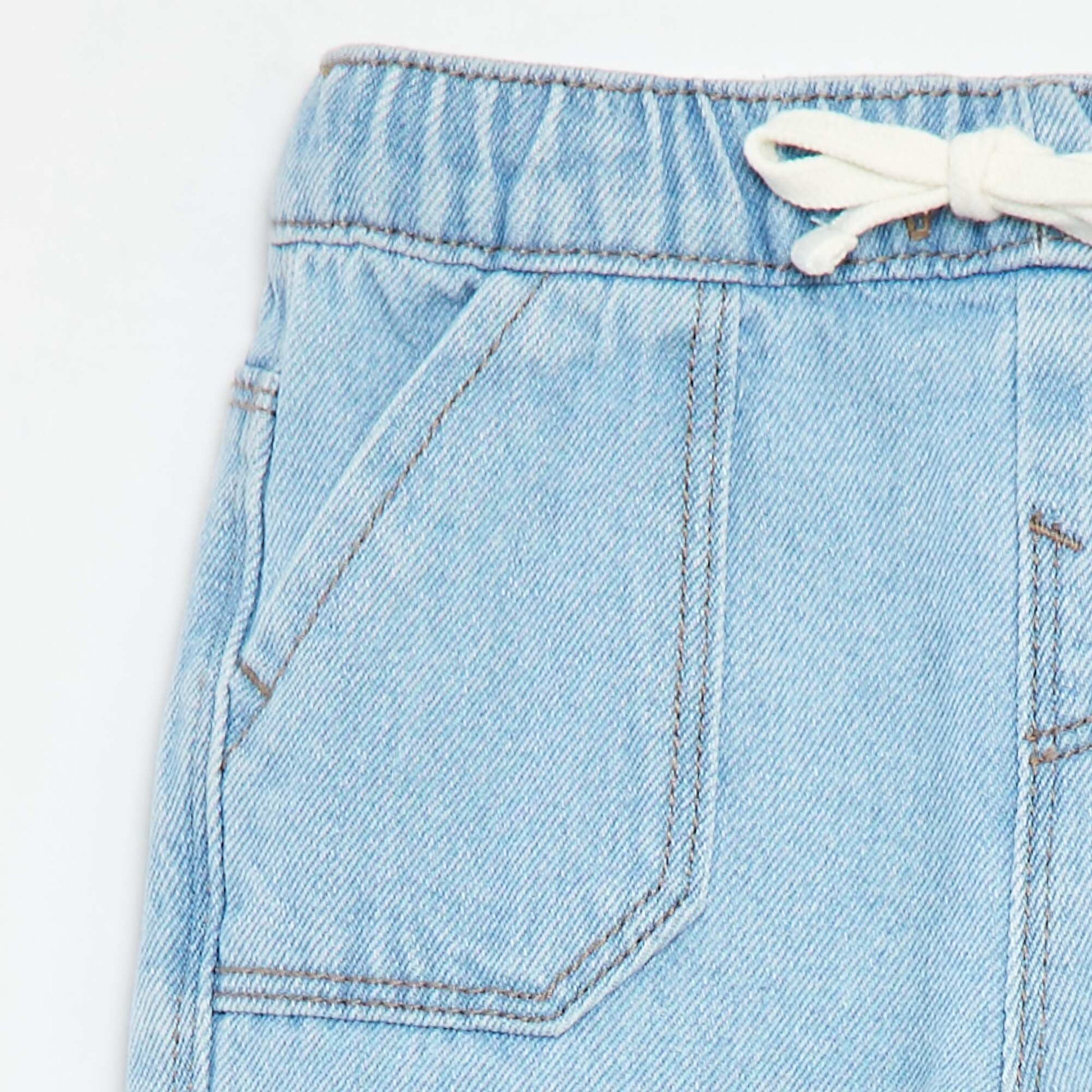 Pantalon en denim avec taille élastiquée BLEU
