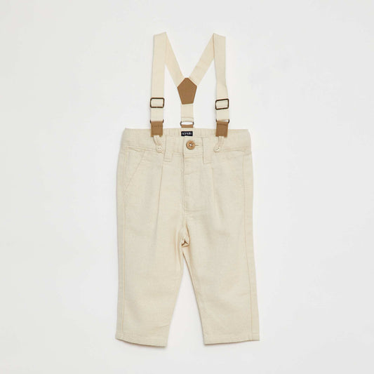 Pantalon avec bretelles BLANC