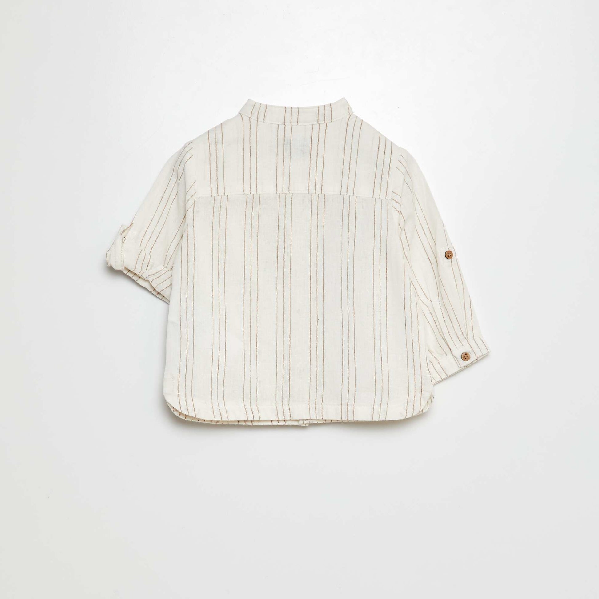 Chemise col mao manches retroussables BLANC