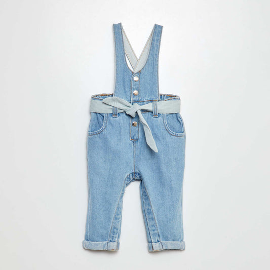 Salopette en denim avec ceinture BLEU