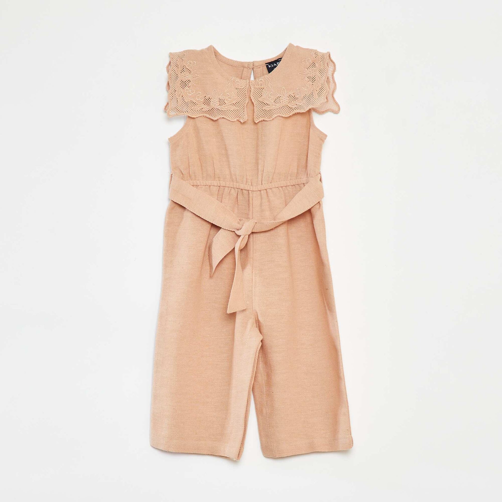 Combinaison longue avec col fantaisiste et ceinture ROSE
