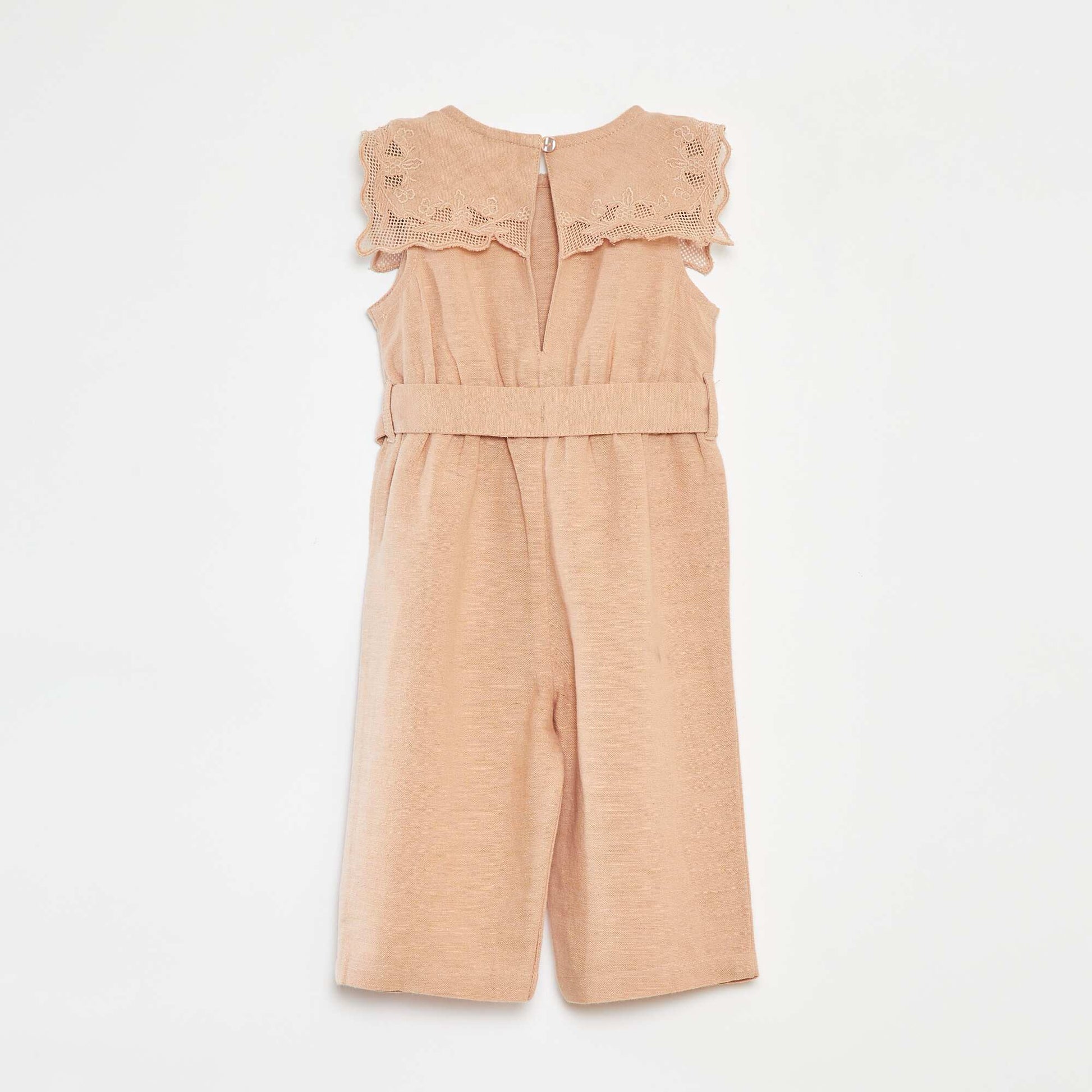 Combinaison longue avec col fantaisiste et ceinture ROSE