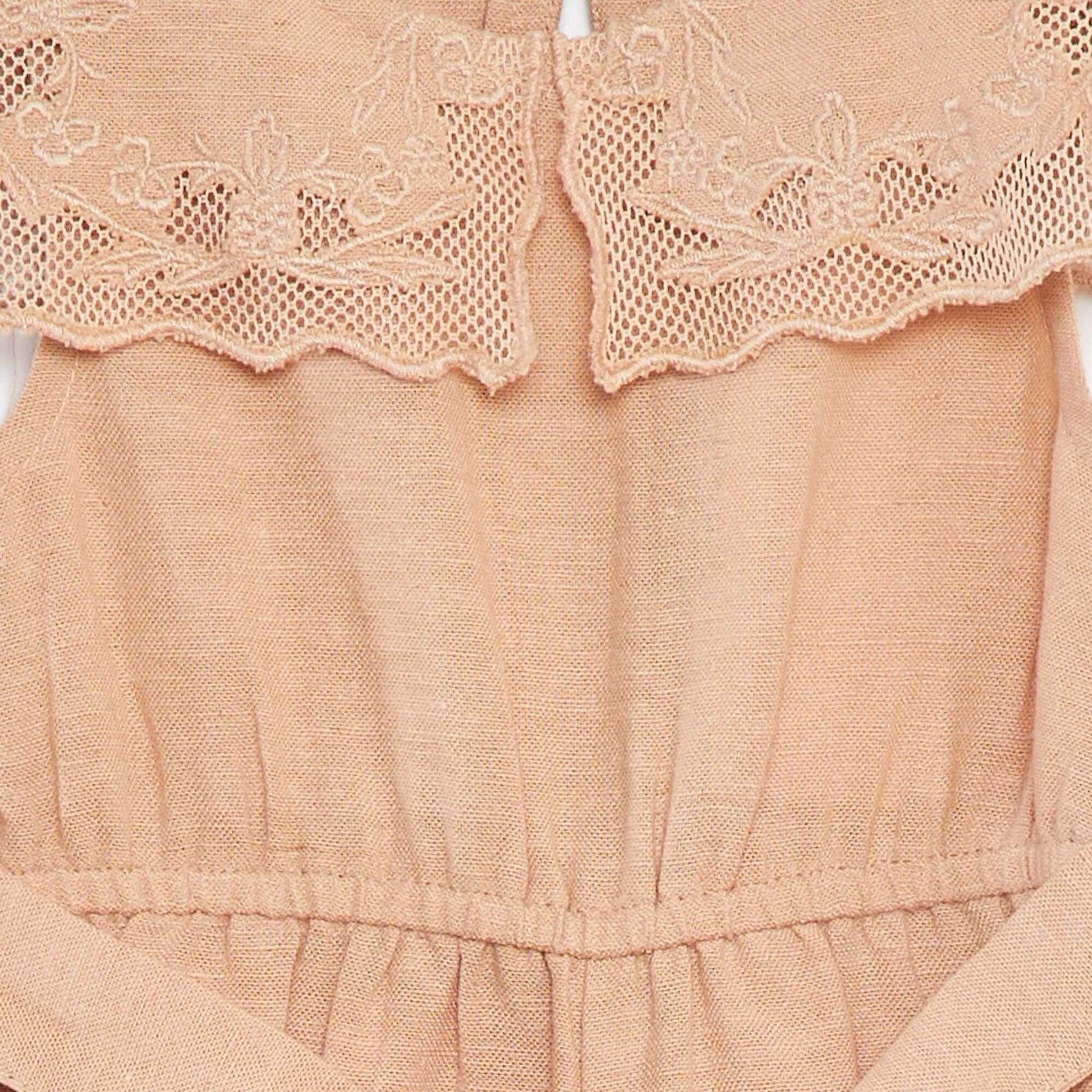 Combinaison longue avec col fantaisiste et ceinture ROSE