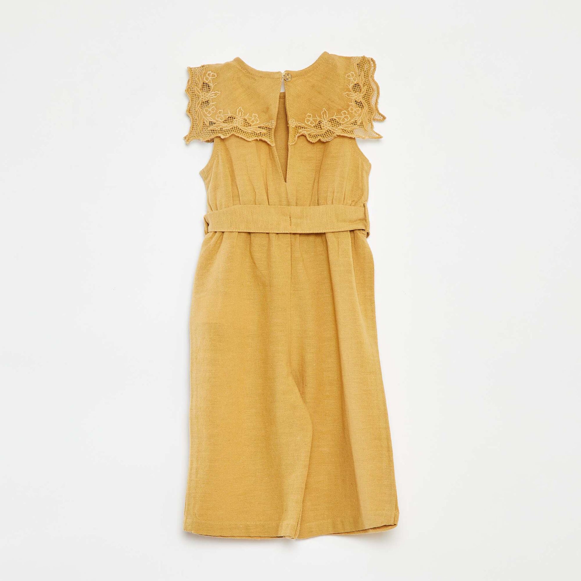 Combinaison longue avec col fantaisiste et ceinture BEIGE