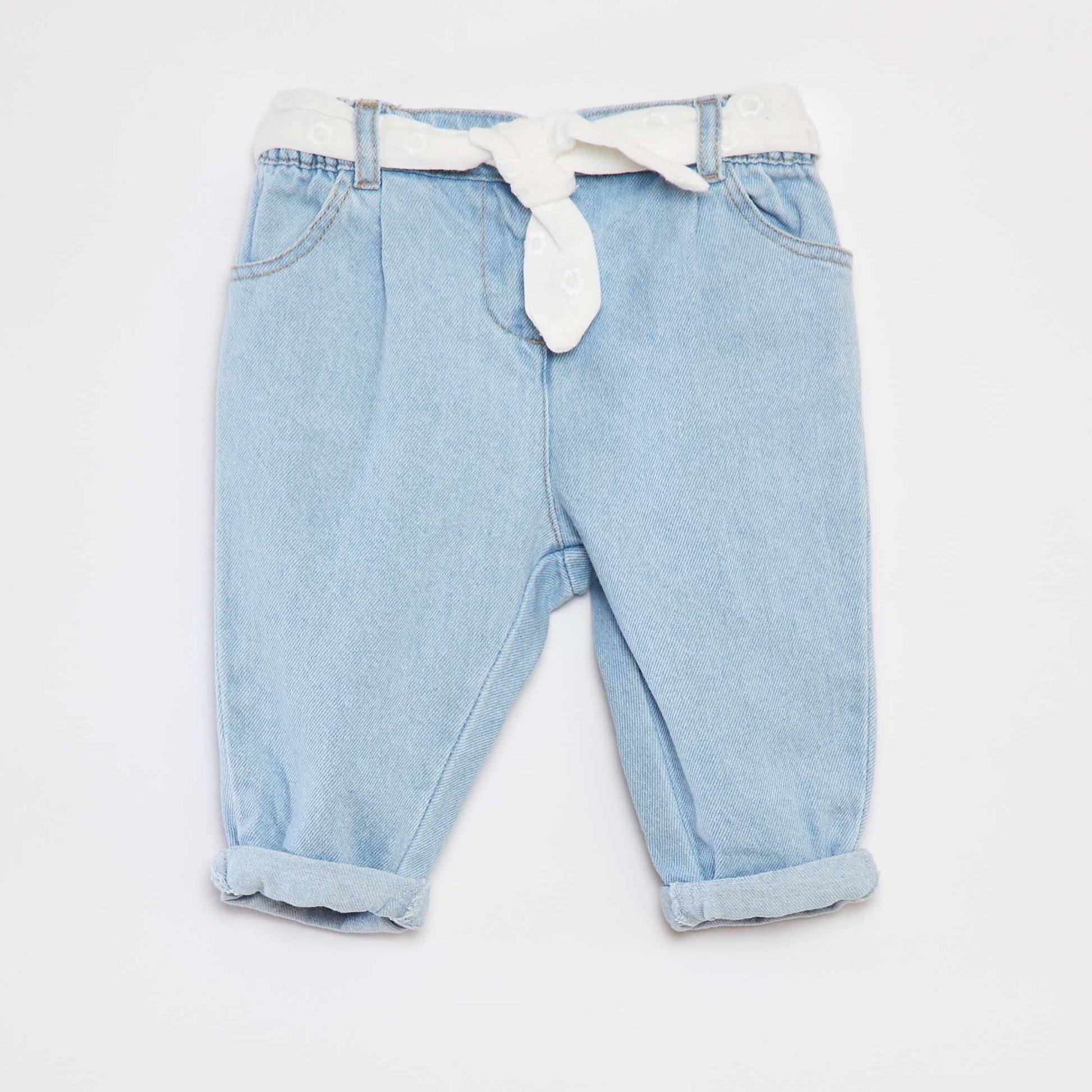 Jean paperbag avec ceinture nouée BLEU
