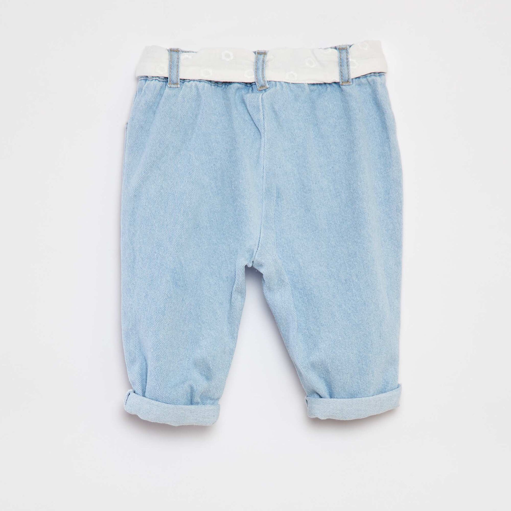 Jean paperbag avec ceinture nouée BLEU
