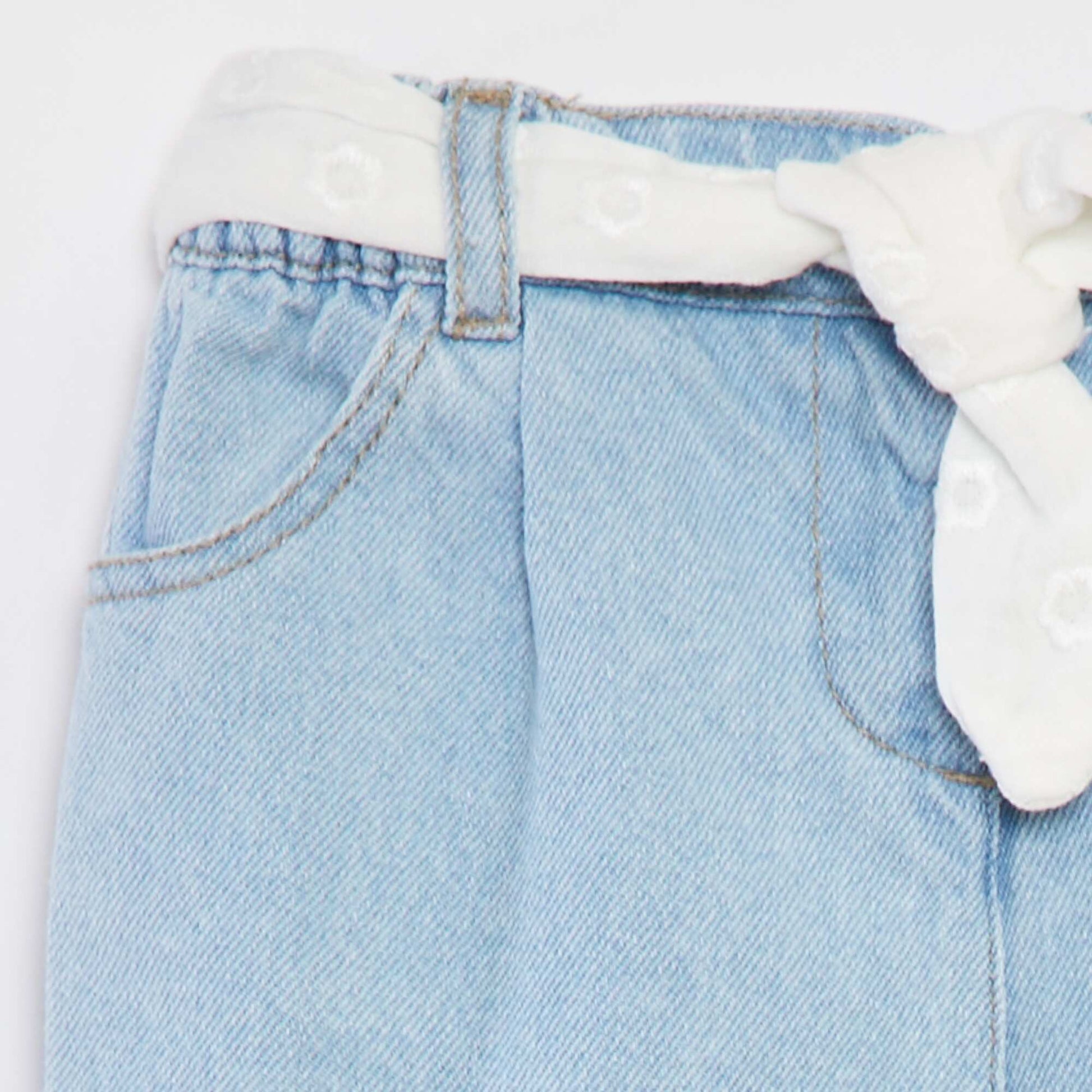 Jean paperbag avec ceinture nouée BLEU