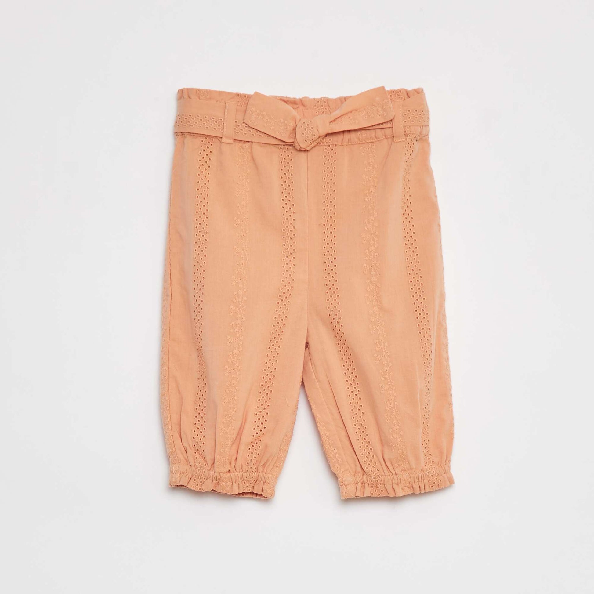 Pantalon paperbag en voile de coton BEIGE