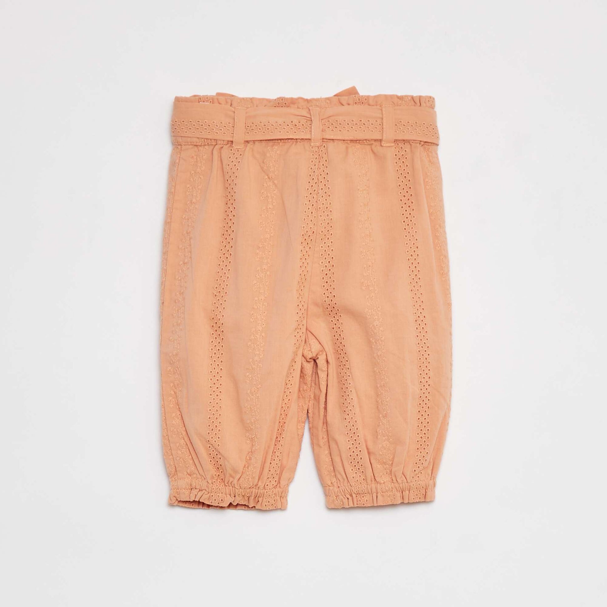 Pantalon paperbag en voile de coton BEIGE