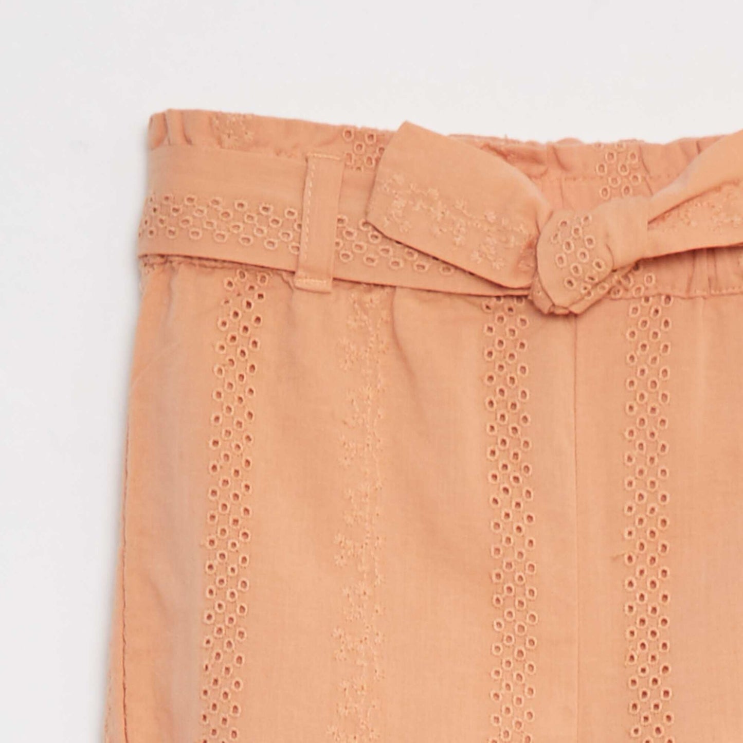 Pantalon paperbag en voile de coton BEIGE