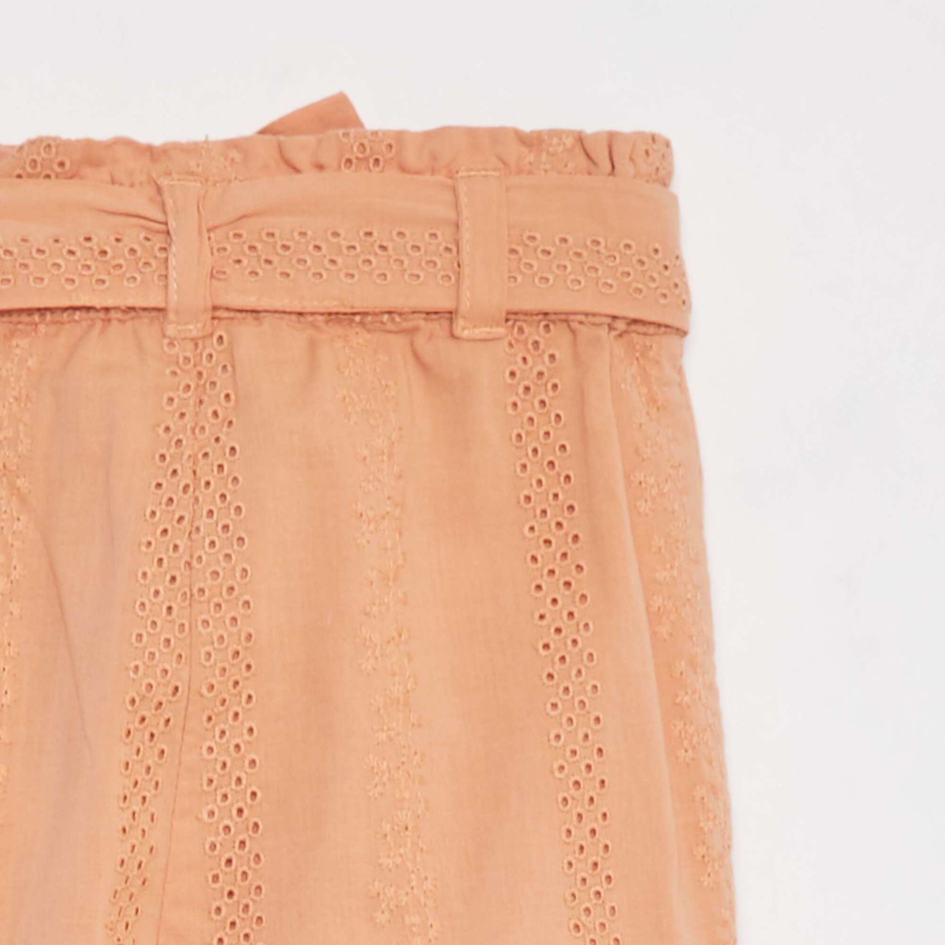 Pantalon paperbag en voile de coton BEIGE