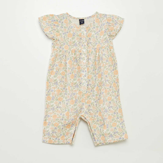 Combinaison longue en gaze de coton BLEU
