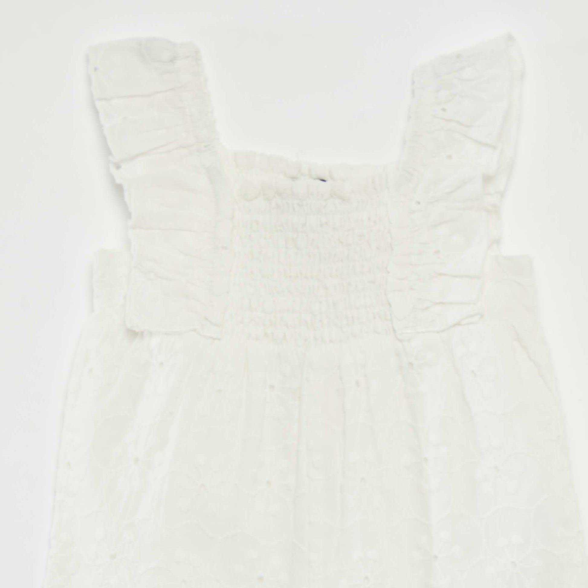 Barboteuse courte avec broderies anglaises BLANC