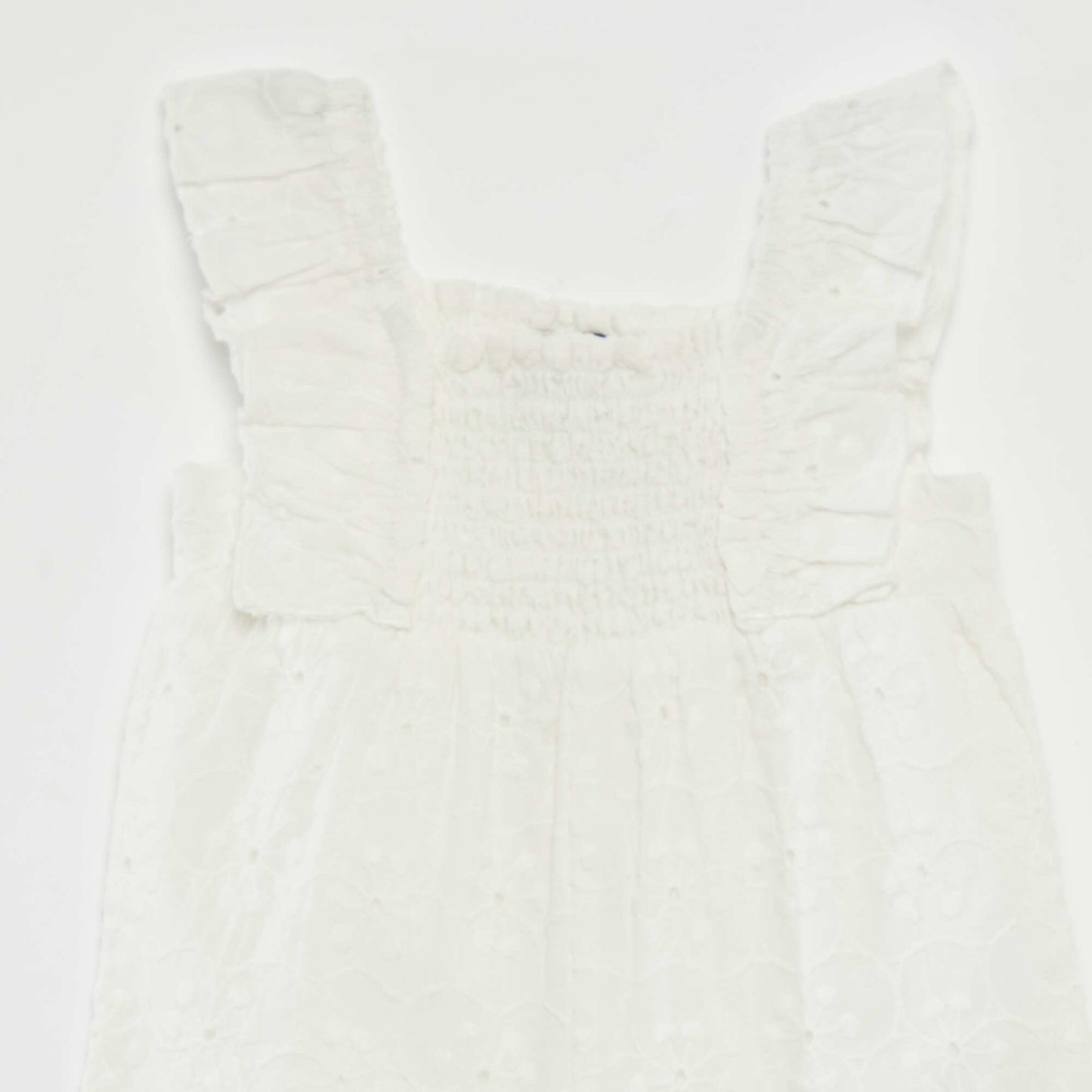 Barboteuse courte avec broderies anglaises BLANC