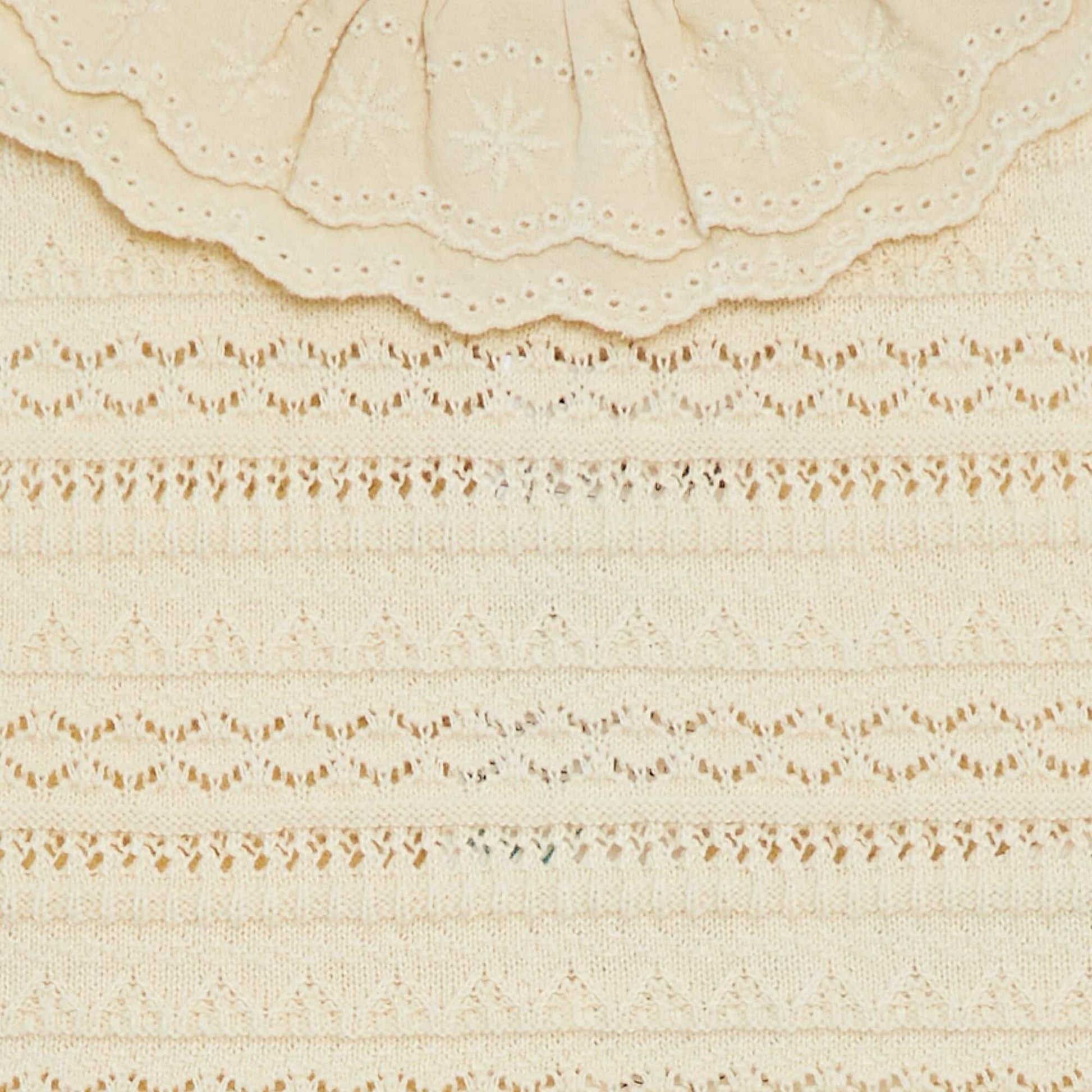 Pull sans manches en maille ajourée BLANC