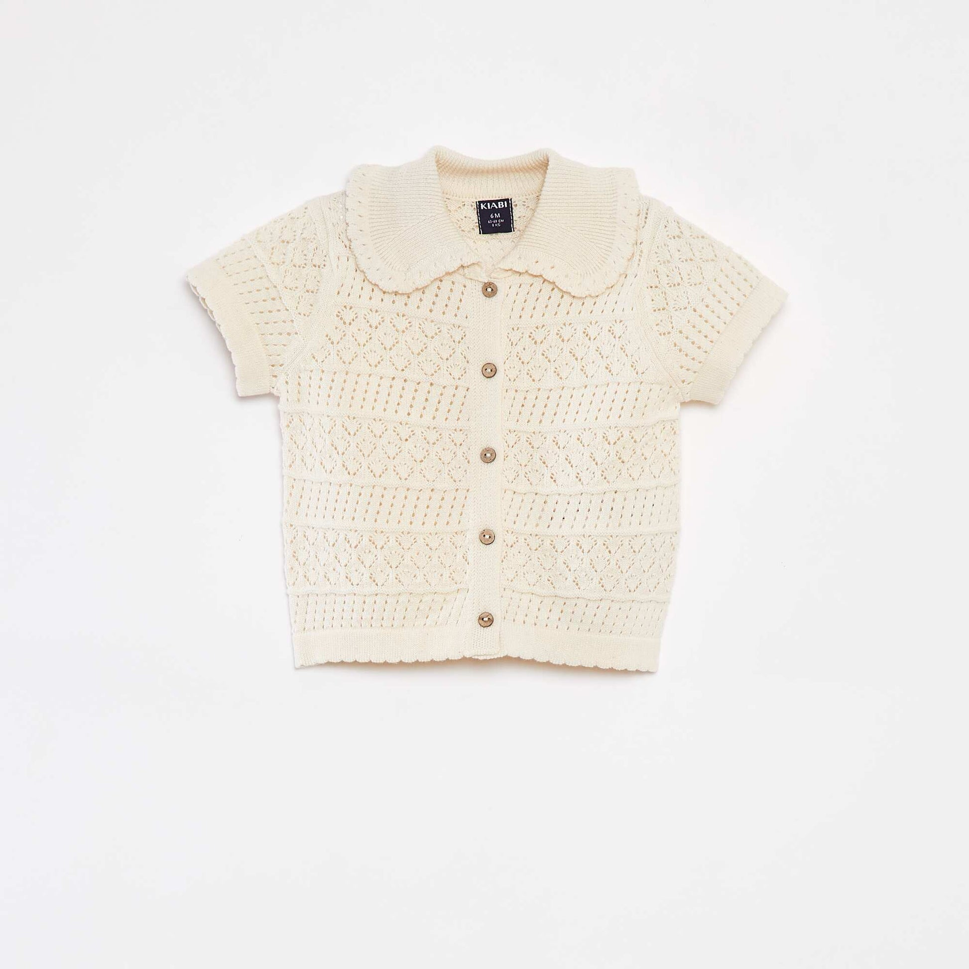 Gilet à manches courtes en maille ajourée BLANC