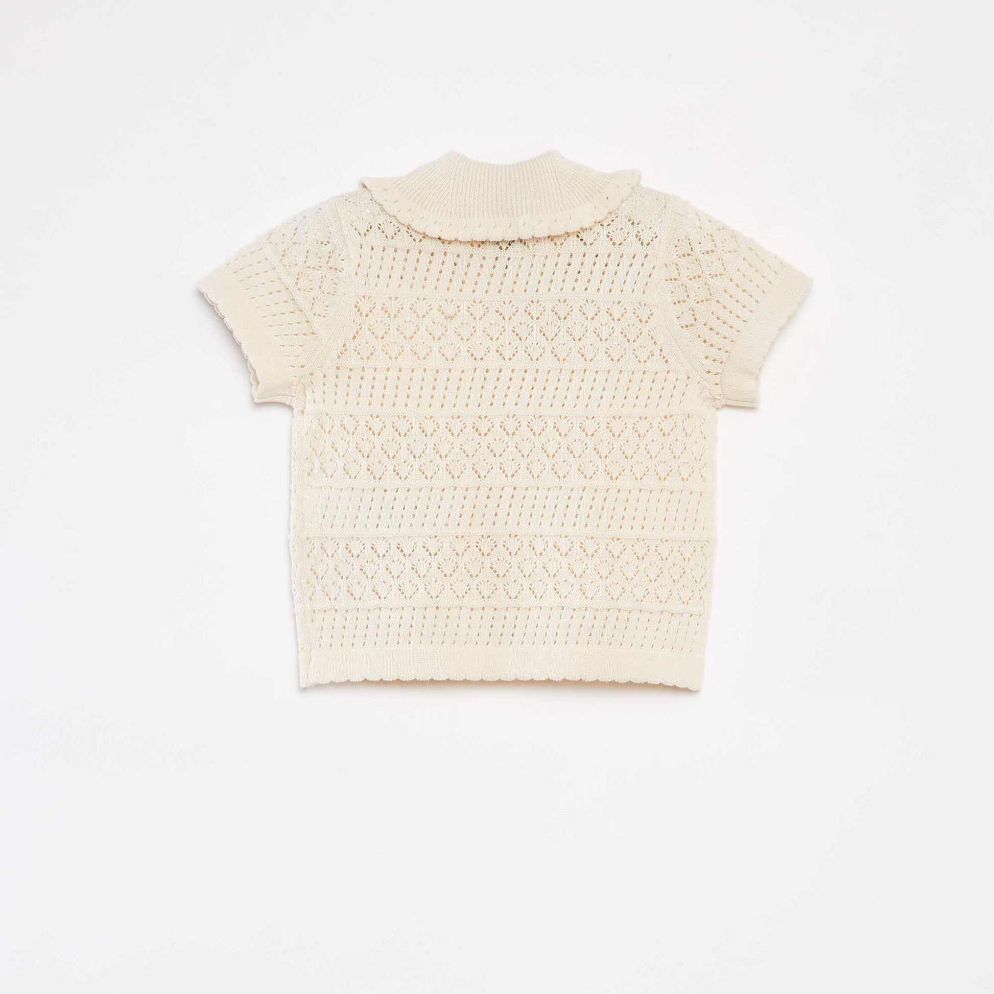 Gilet à manches courtes en maille ajourée BLANC