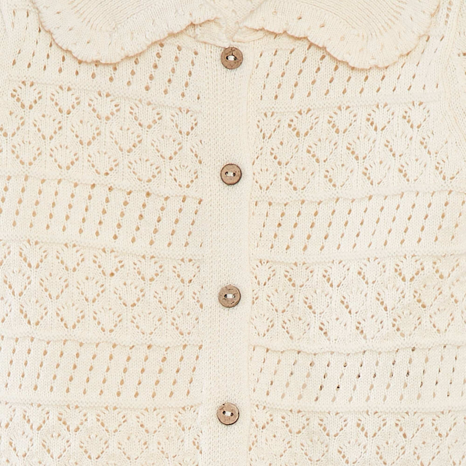 Gilet à manches courtes en maille ajourée BLANC