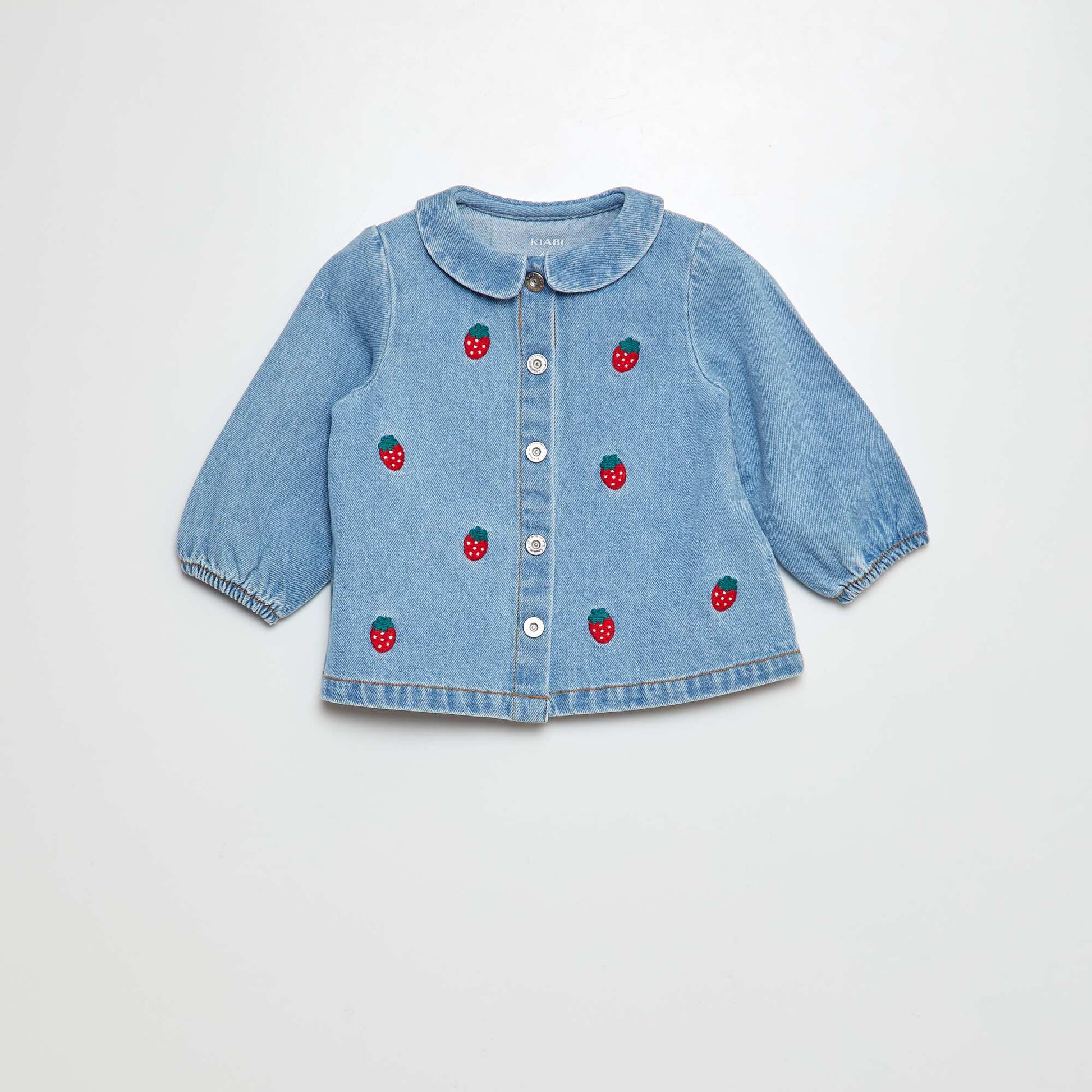 Chemise en denim brodée BLEU