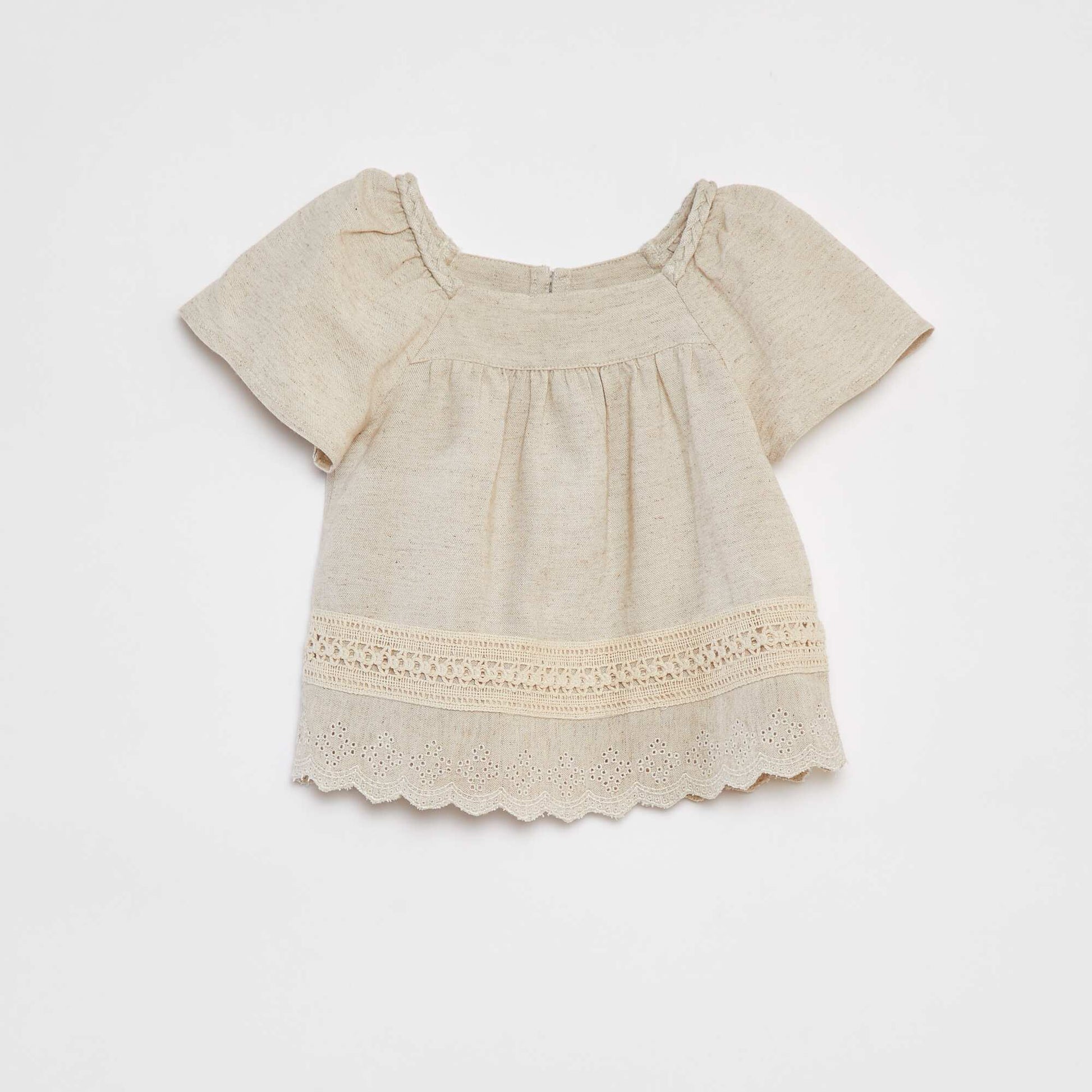 Blouse boutonnée avec broderie BLANC