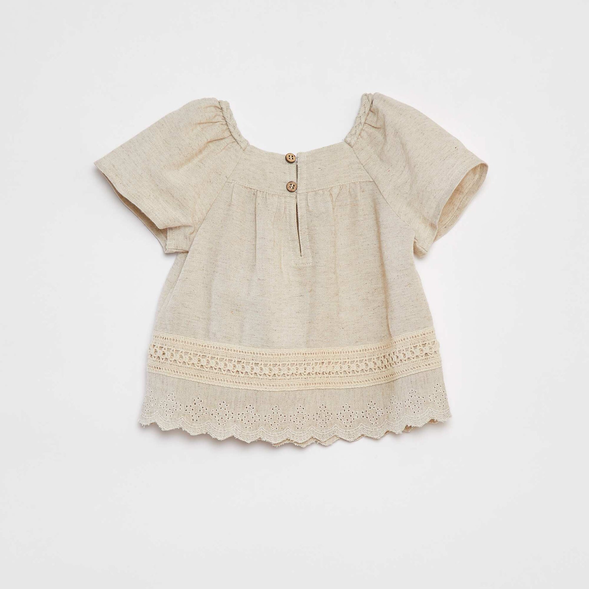 Blouse boutonnée avec broderie BLANC