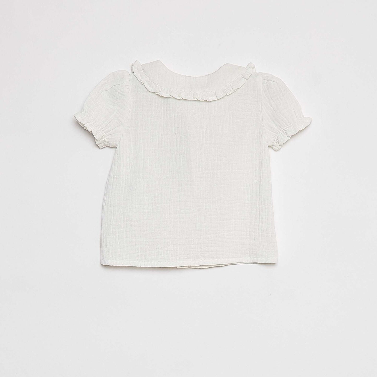 Blouse en gaze de coton avec col claudine BLANC