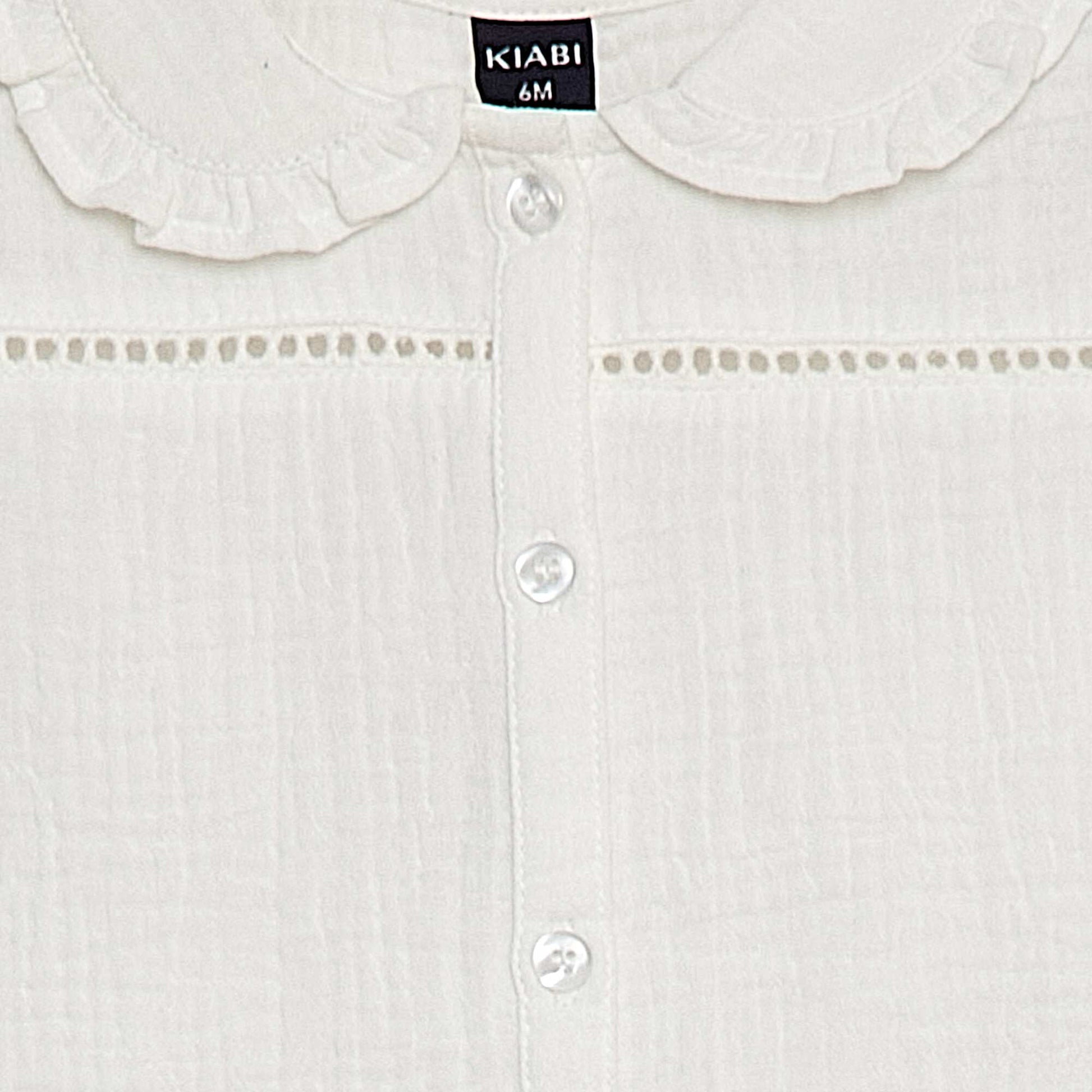 Blouse en gaze de coton avec col claudine BLANC