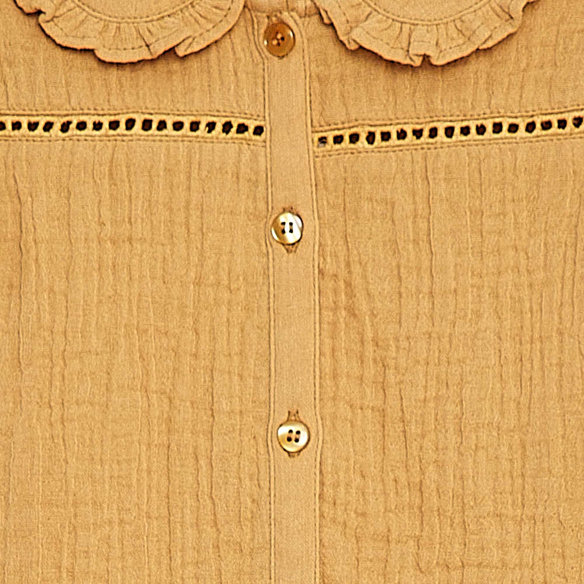 Blouse en gaze de coton avec col claudine BEIGE