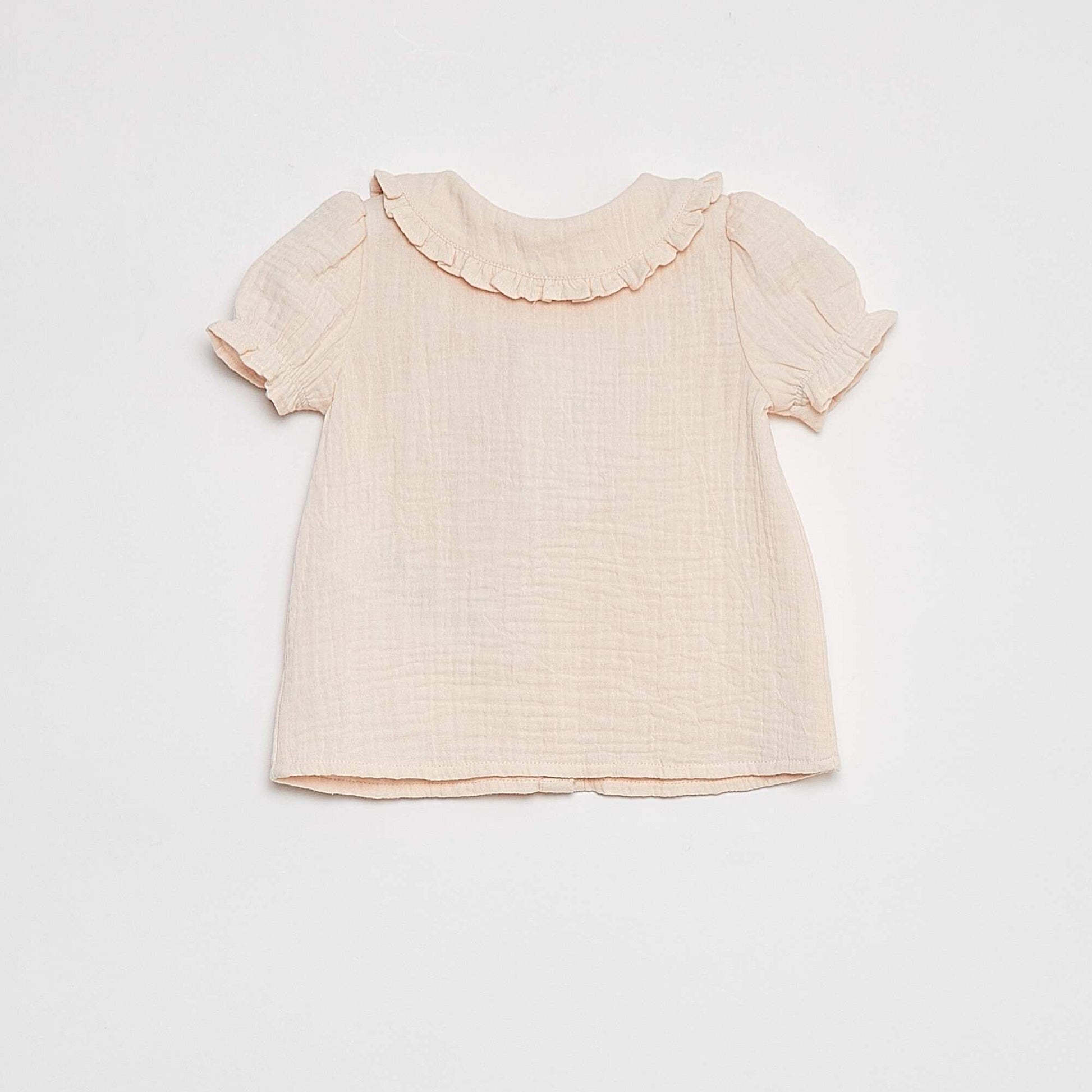 Blouse en gaze de coton avec col claudine ROSE