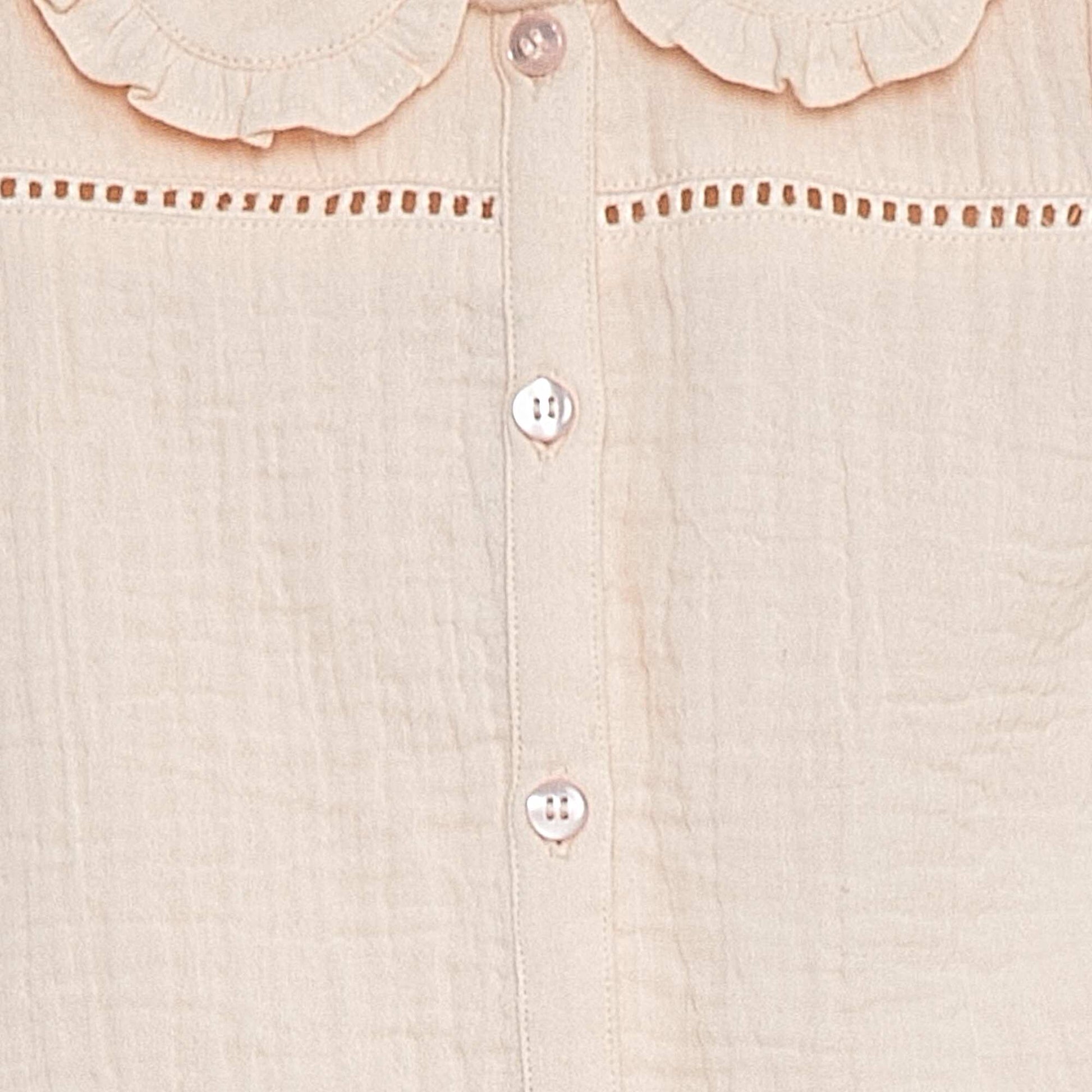Blouse en gaze de coton avec col claudine ROSE