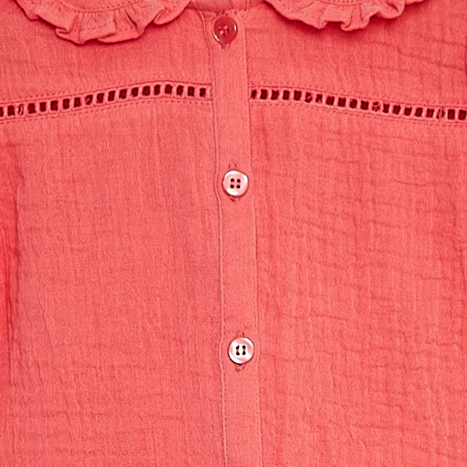 Blouse en gaze de coton avec col claudine ROSE