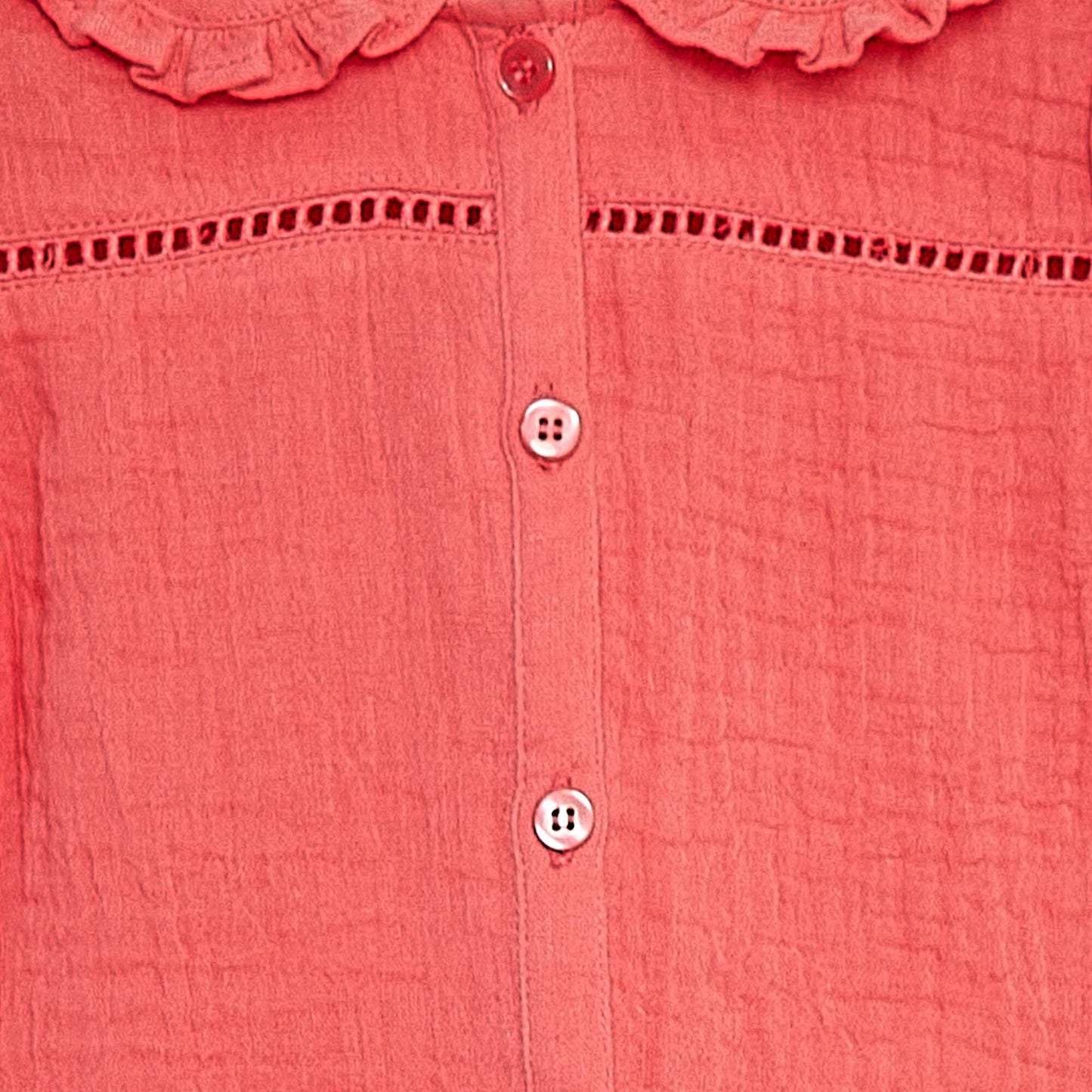 Blouse en gaze de coton avec col claudine ROSE