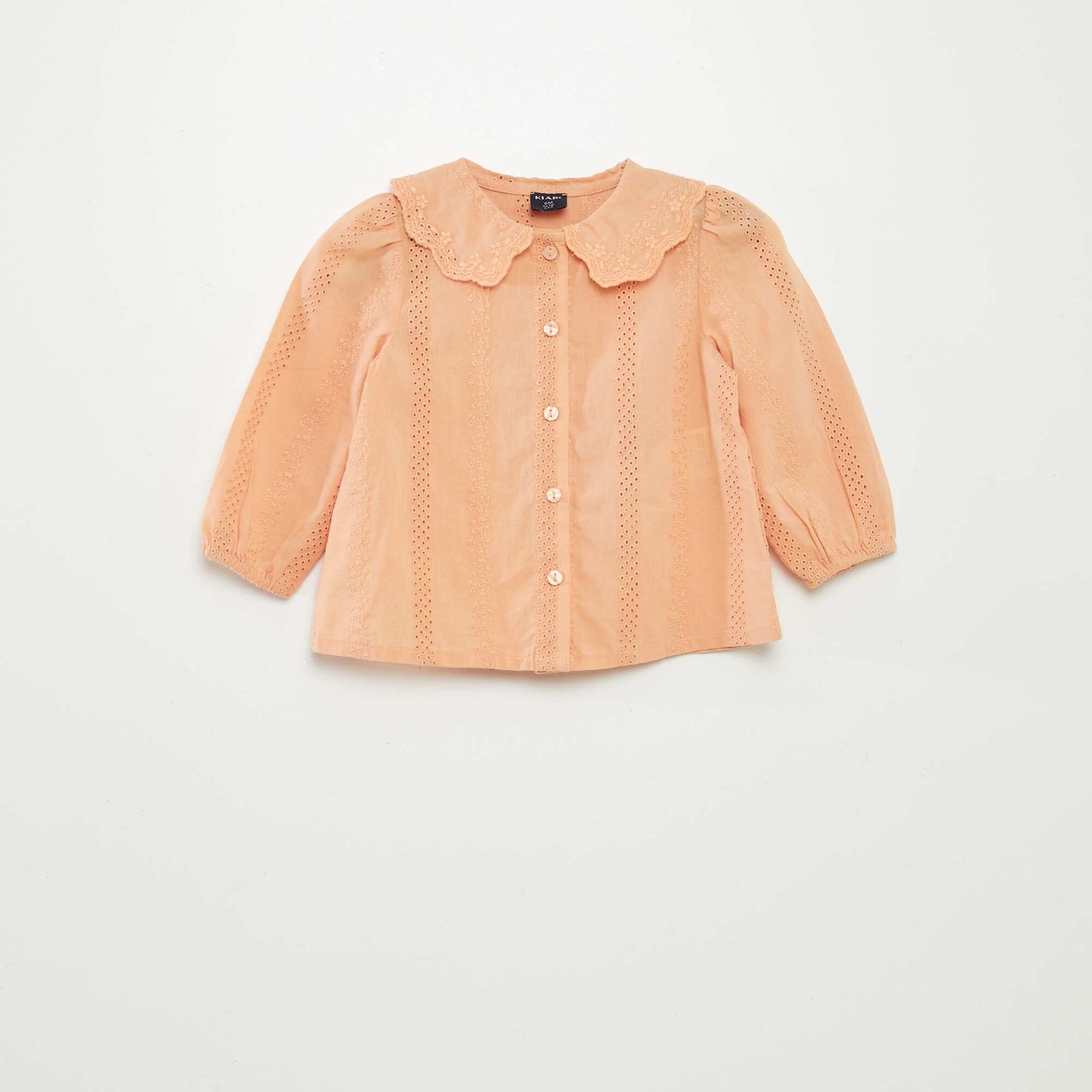 Blouse en voile de coton avec broderies anglaises BEIGE