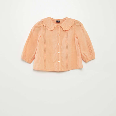 Blouse en voile de coton avec broderies anglaises BEIGE