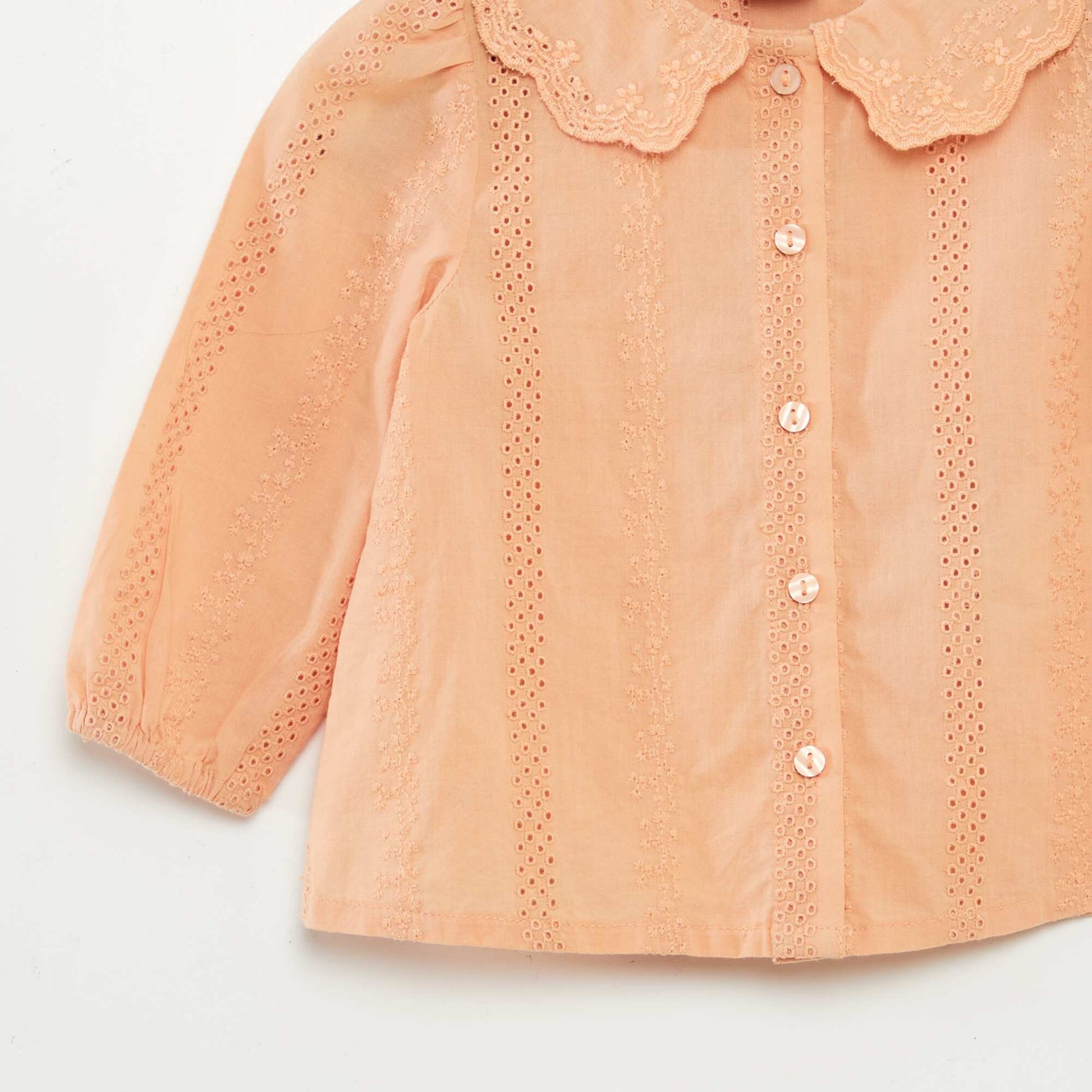 Blouse en voile de coton avec broderies anglaises BEIGE