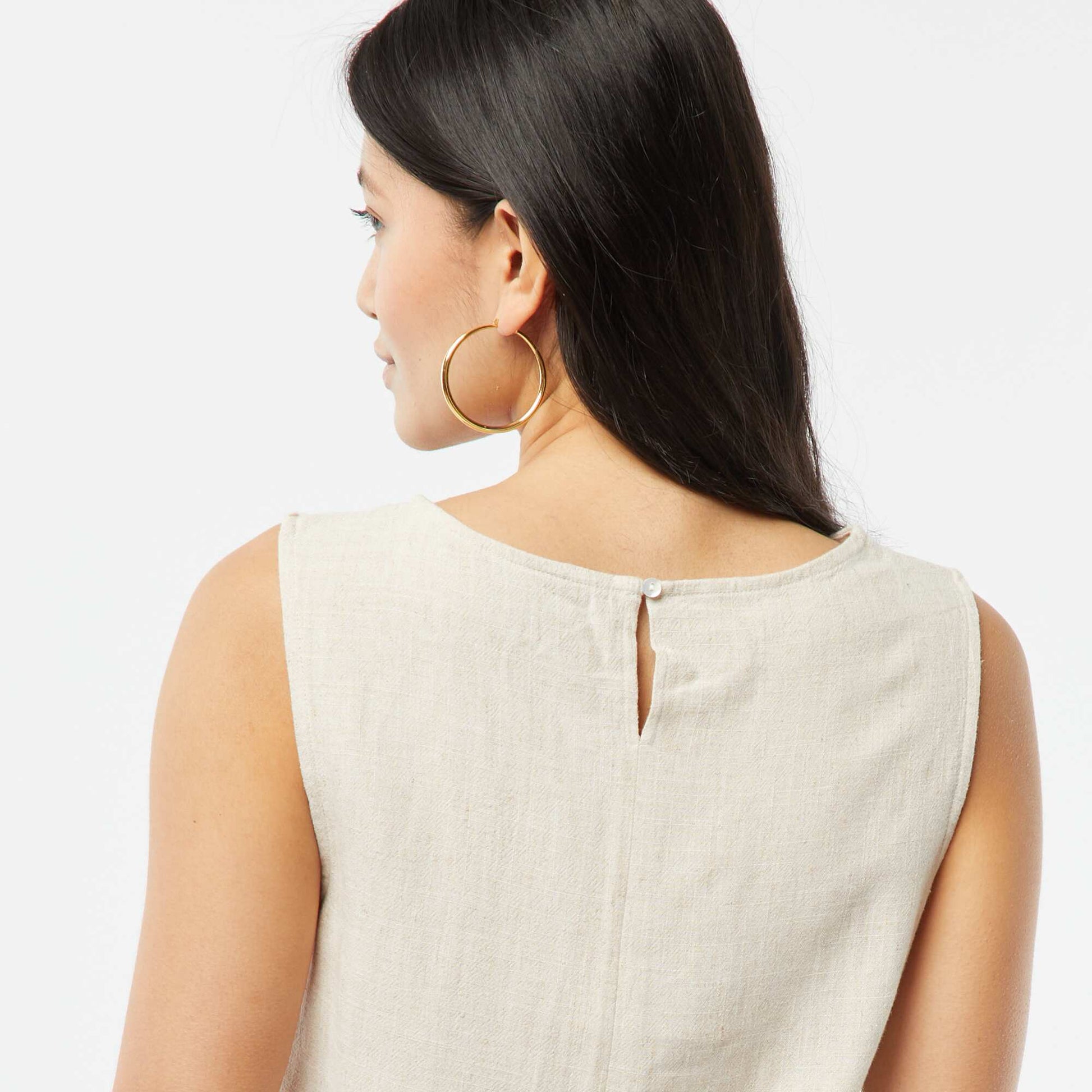 Blouse crop en lin mélangé BLANC