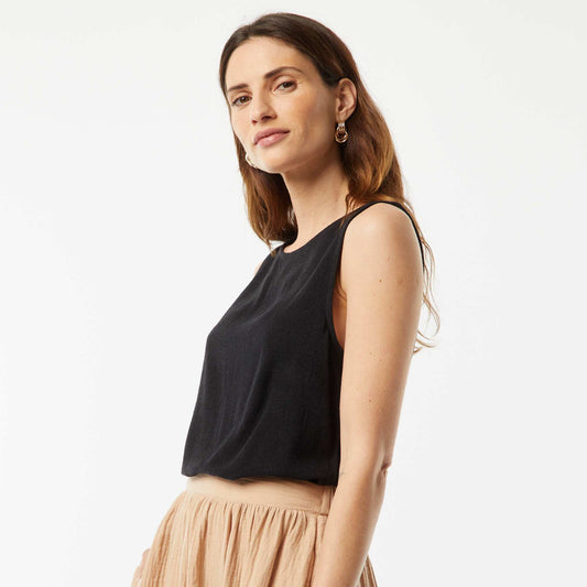 Blouse crop en lin mélangé NOIR