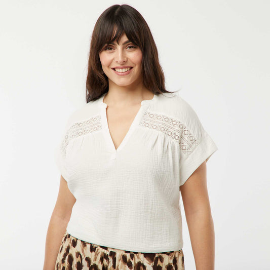 Blouse en double gaze de coton BLANC